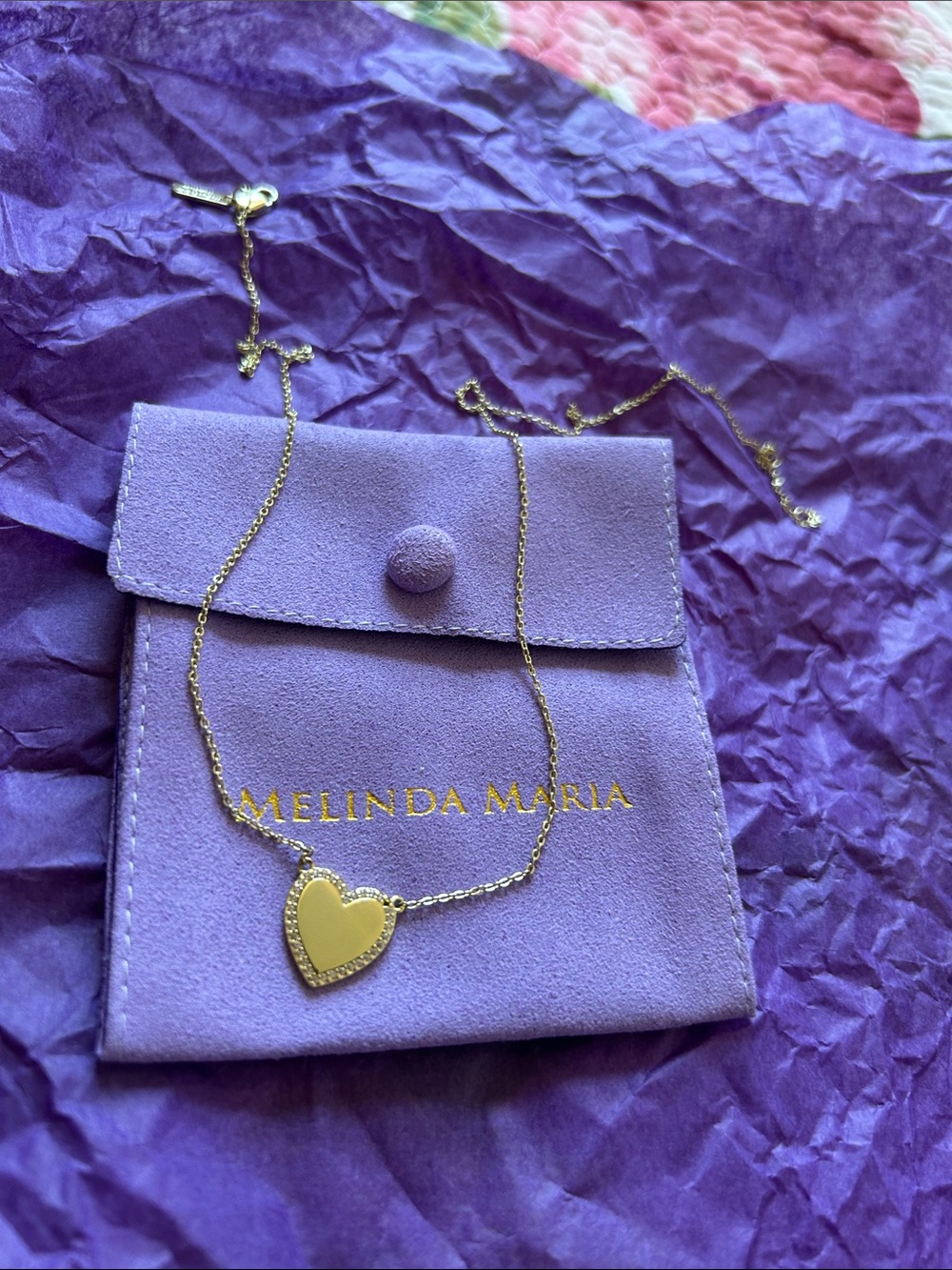Melinda Maria You Have Mt Heart Dainty Pave Pendant Necklace 16”